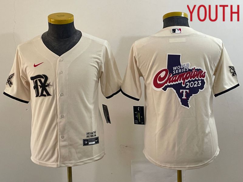 Youth Texas Rangers Blank Cream Game Nike 2023 MLB Jersey style 2->youth mlb jersey->Youth Jersey